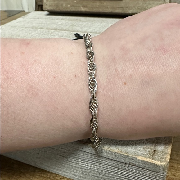 925 sterling silver great shape solid Italian twisted rope stamped SU bracelet - Picture 5 of 6
